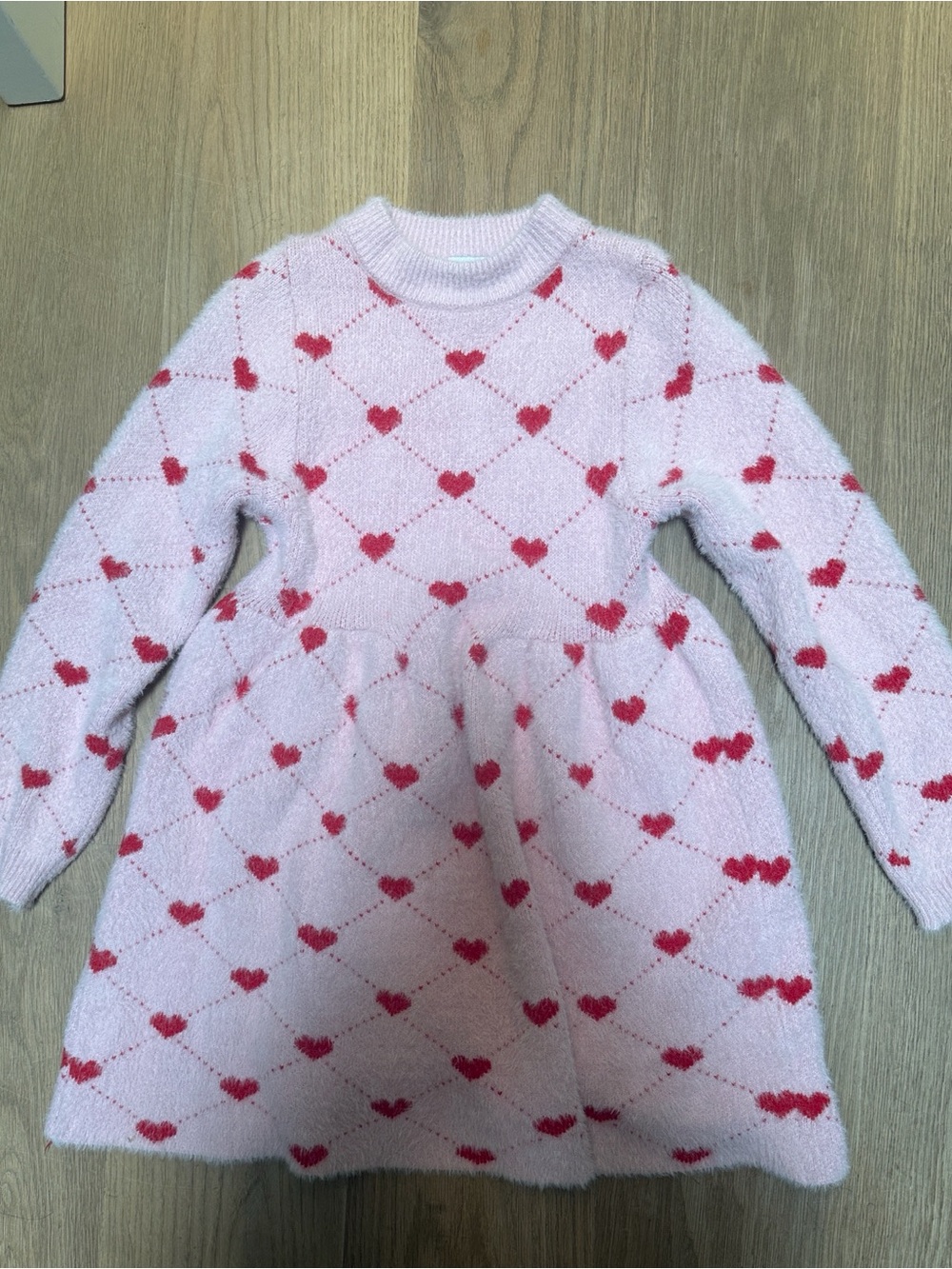 Lola + the boys Kids Heart Pattern Pink Knit Dress